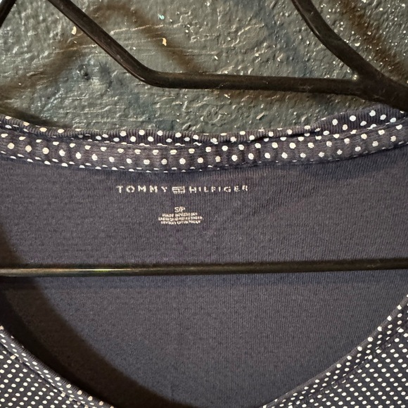 Tommy Hilfiger Dark Blue Polka Dot Fitted Short Sleeve Tee - Picture 2 of 3